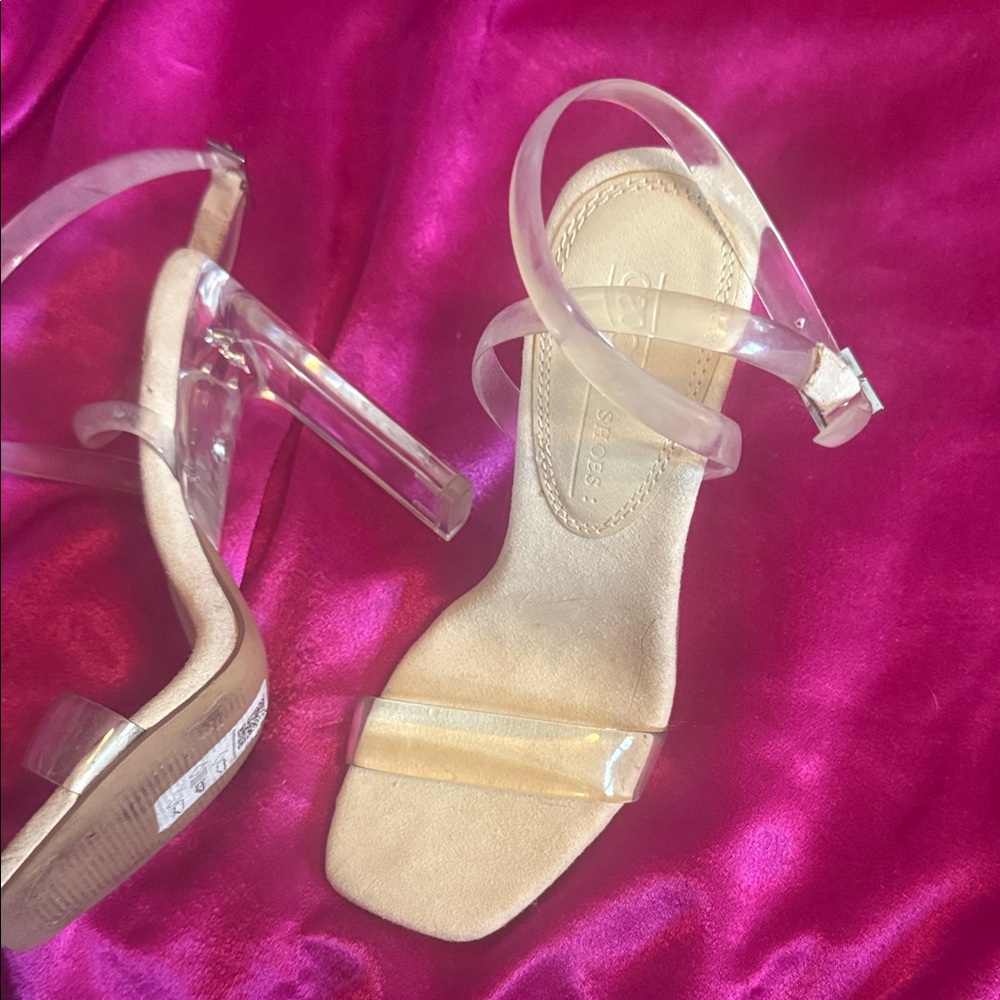 Clear Strap Nude Heeled Sandals - Unbranded